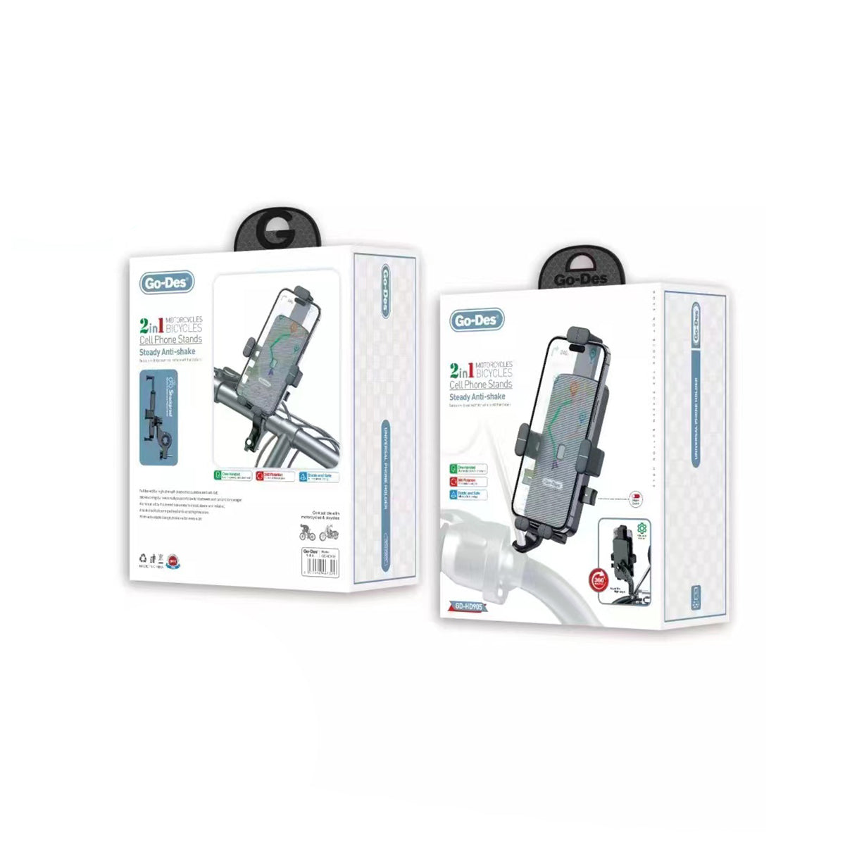 Go Des GD-HD905 Sarsıntı Önleyici 360 Derece Ayarlanabilir Bisiklet ve Motosiklet Telefon Tutucu - 2 Go Des GD-HD905 Sarsıntı Önleyici 360 Derece Ayarlanabilir Bisiklet ve Motosiklet Telefon Tutucu - 2